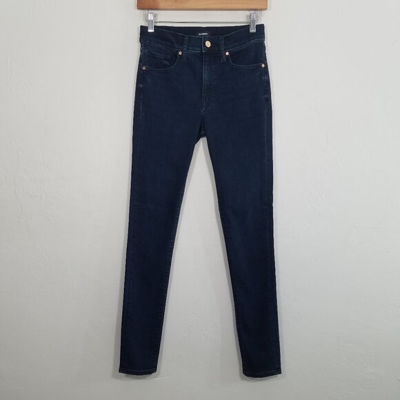 Express Skinny Mid Rise Stretch Jeans Blue Size 2L - Picture 1 of 8